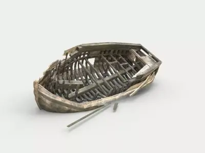 Abandoned Boat Wreck  Low-poly 3D model