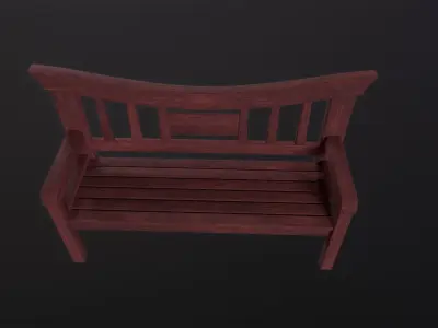 Asian wooden bench 3D Model Low-poly 3D model