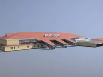 Airport Terminal URKK Terminal Domestic Low-poly 3D model