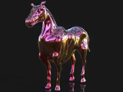 Gold and Pink Horse Free 3D model