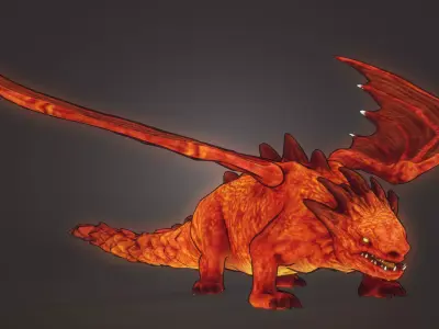 Stylized RedDragon Low-poly 3D model