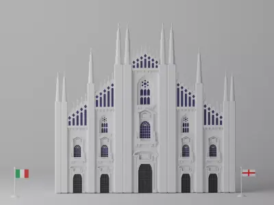 Milan Cathedral Duomo di Milano Facade Low-poly 3D model