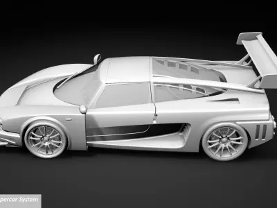 GT500ASTRACK orange and silver sports car Free 3D model