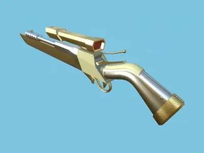 Sniper Gunblade 05 Luxury Golden - Character SciFi Design Low-poly 3D model