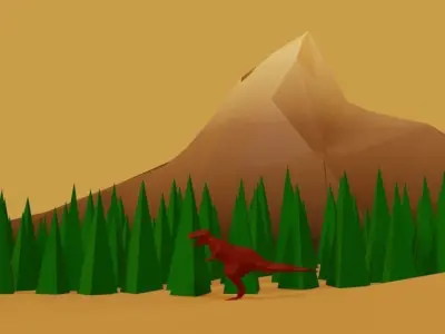 Dino Island Low-poly 3D model