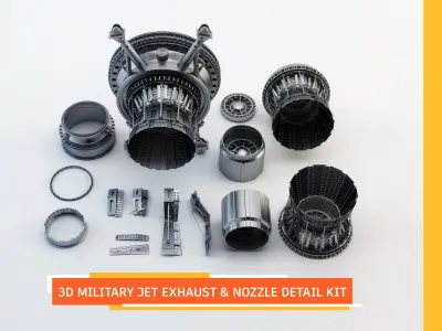 3d Military Jet Exhaust and Nozzle Detail kit 3D model