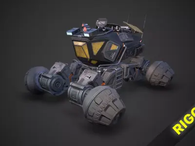 Sci-Fi Mars Rover Low-poly 3D model