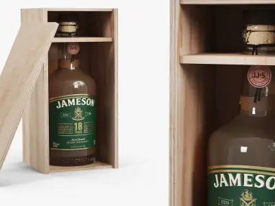 Jameson Irish Whiskey Aged 18 Years in Wooden Box 3D model
