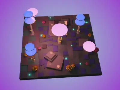 Magic Mushroom Biome Low-poly 3D model