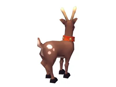Rudolph Reindeer - Low Poly Hand Painted Low-poly 3D model