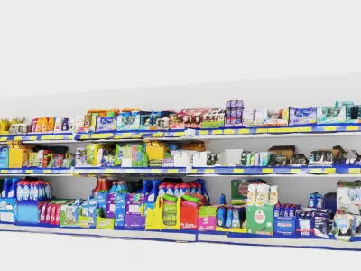 Market Shelves Low-poly 3D model