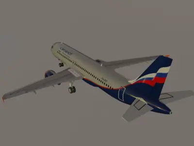 Aeroflot airbus a320-214 low poly 3D Model Low-poly 3D model