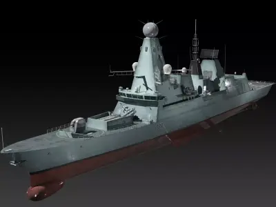Type 45 Destroyer HMS Daring Low-poly 3D model