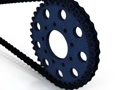 Motorcycle Bike Chain System Riged 3D model