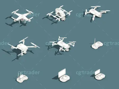 Low Poly Drone Isometric Icon Pack 02 Low-poly 3D model