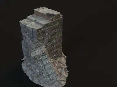 DESTROYED BUILDING 8 Low-poly 3D model