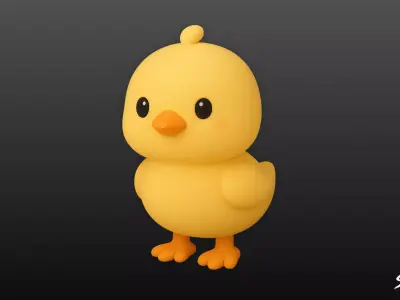 Cartoon Plush Chick Low-poly 3D model