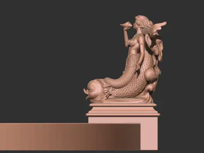 mermaid sculpture girl 3D model