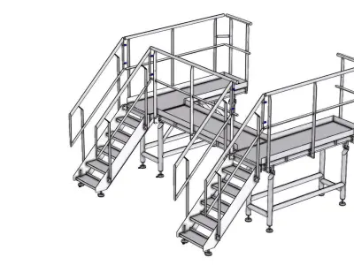 Big Hygienic Stainless Steel platform 3D model