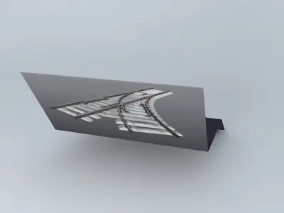 Rail Track Points Concrete Sleepers Free 3D model