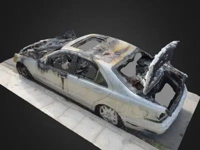 Destroyed Mercedes Photogrammetry Free 3D model