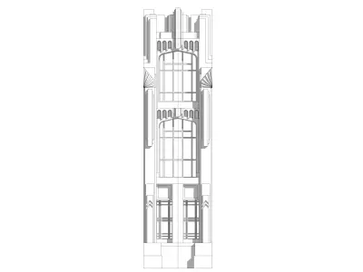 art deco facade 3D model