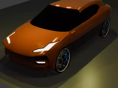 Electric two-toned color SUV Low-poly 3D model