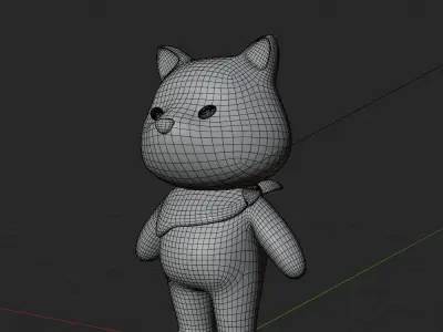 Cartoon Shiba Inu with moon pattern neckerchief 3D model