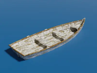 Wooden Dinghy Low-poly 3D model