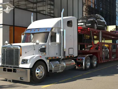 Freightliner 122SD with Hauler Trailer 3D model