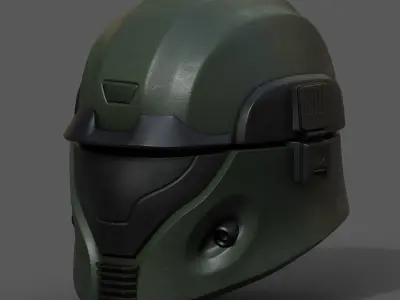 Helmet scifi military combat cyborg robot armor protection  Low-poly 3D model