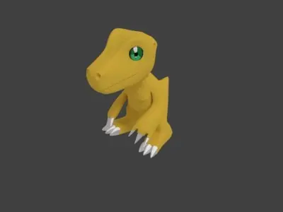Agumon dinosaur with eyes Low-poly 3D model