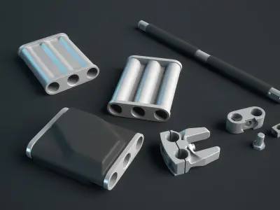 T156 Tracks M1 Abrams Tank Low-poly 3D model