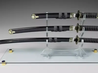 Katanas on a stand 3D model