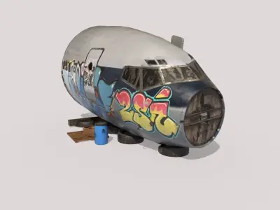 Aircraft Head with Graffiti in the Aircraft Graveyard 3D model