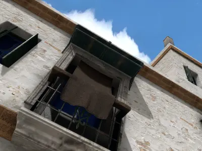 Old High-Quality 3D Colonial House Low-poly 3D model