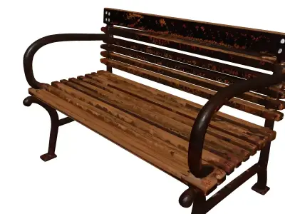 Rusted Iron Garden Bench 3D model