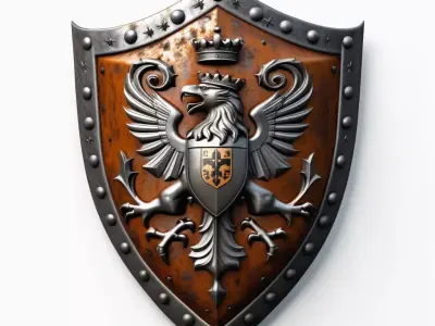 Medieval Heraldic Royal Eagle Shield 3D model
