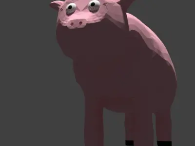 Pink pig Free low-poly 3D model