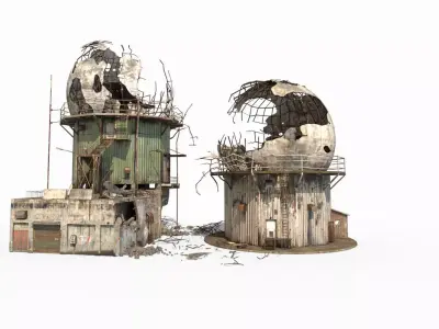 Damaged Old Radars 3D model