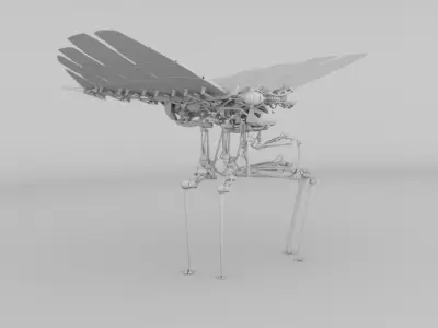 mechafly skeleton insect with wings 3D model