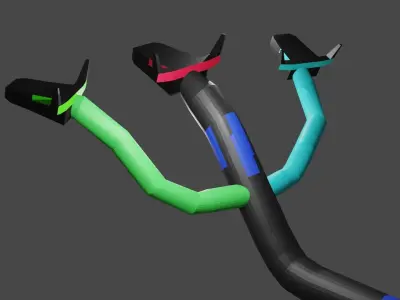 3 headed worm 3D model