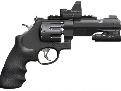 Game Ready R8 Revolver - Model and Textures  Low-poly 3D model