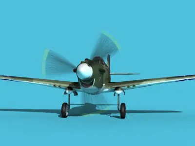 Curtiss P-40B Warhawk V04 USAAF 3D model