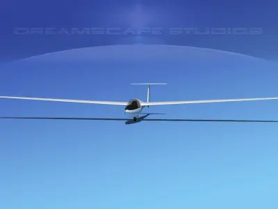DG-400 17-Metre Sailplane Bare Metal 3D model
