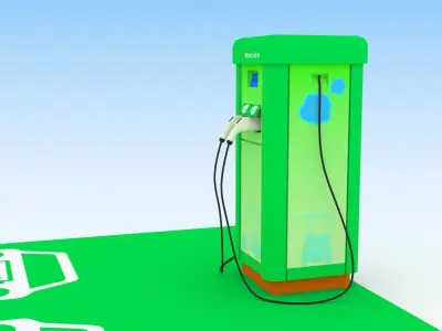 Electric vehicle charging station Low-poly 3D model