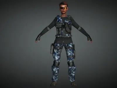 AAA Military Female Character 03 Low-poly 3D model