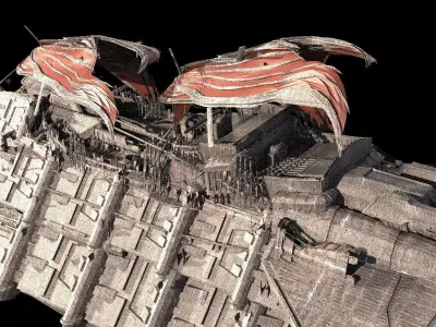 Hutt Desert Sail Barge carrier 2  3D model