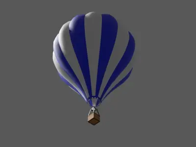 Blue Balloon Striped - Balao Azul Listrado Low-poly 3D model