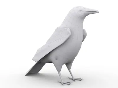 Carrion Crow Animated Low-poly 3D model